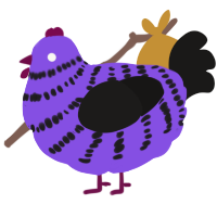 Goth, a blurple and sable chicken with a bar pattern