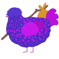 A indigo and amethyst chicken with a speckle pattern