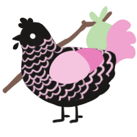 Billard, a sable and pink chicken with a lace pattern