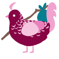 Cherub, a maroon and pink chicken with a half-lace pattern