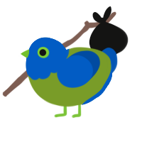 (unnamed), a chartreuse and ultramarine chicken with a head pattern