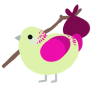Mina, a apple and fuchsia chicken with a neck-band pattern