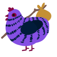 Blueberry, a blurple and tumblr chicken with a bar pattern