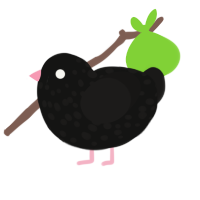 Soot, a black and sable chicken with a speckle pattern