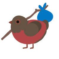 Robin, a red and bark chicken with a head pattern