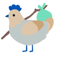 A silver and beige chicken with a head pattern