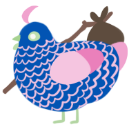 Madoka, a ultramarine and pink chicken with a lace pattern