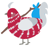 Candy Cane, a crimson and mist chicken with a bar pattern