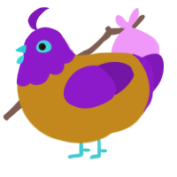 Haloween, a ochre and violet chicken with a head pattern