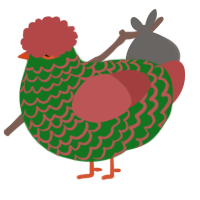 Cinapple pie, a leaf and red chicken with a lace pattern
