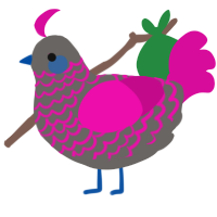 Brain matter, a grey and fuchsia chicken with a lace pattern