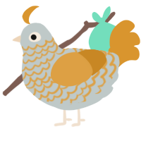 A silver and orange chicken with a lace pattern