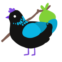 A black and cerulean chicken with a neck-speckle pattern