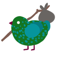 Green Bean, a leaf and teal chicken with a speckle pattern