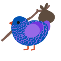 Blurple, a ultramarine and blurple chicken with a lace pattern