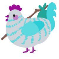 Cutie pie, a mist and aqua chicken with a bar pattern
