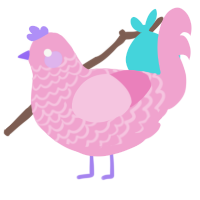 A pink chicken with a lace pattern