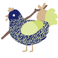 (unnamed), a navy and lemon chicken with a double-lace pattern