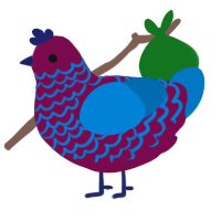 A wine and sapphire chicken with a lace pattern