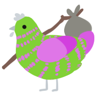 A grass and orchid chicken with a bar pattern