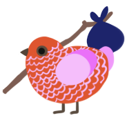 (unnamed), a vermilion and lavender chicken with a lace pattern