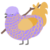A lilac and honey chicken with a lace pattern