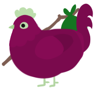A wine chicken with a head pattern