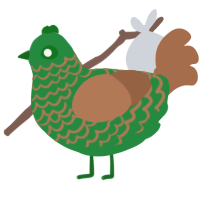 A viridian and brown chicken with a lace pattern