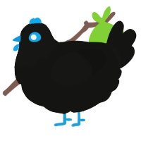 Voyd, a black chicken with a head pattern