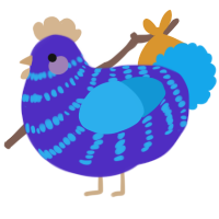 Seabreeze, a indigo and sky chicken with a bar pattern