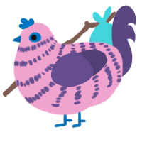 A pink and overcast chicken with a bar pattern