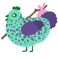 A mint and overcast chicken with a speckle pattern