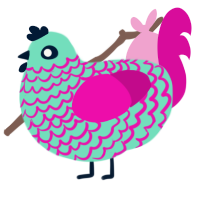 Divine Architect, a mint and fuchsia chicken with a lace pattern
