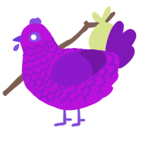 A amethyst and violet chicken with a lace pattern