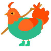 Claus, a sea and red chicken with a head pattern