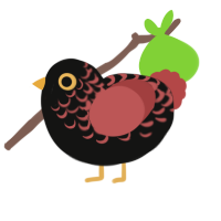 Crescent, a black and red chicken with a half-lace pattern