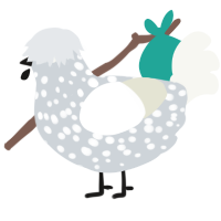 A mist and white chicken with a speckle pattern