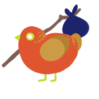 Chip, a vermilion and gold chicken with a neck-band pattern
