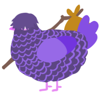 A overcast and blurple chicken with a lace pattern