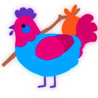 A sapphire and wine chicken with a head pattern