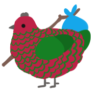A crimson and leaf chicken with a lace pattern