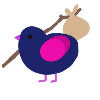 bisexual chicken, a navy and fuchsia chicken