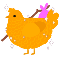 A ochre and gold chicken with a lace pattern