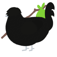 A black chicken with a lace pattern