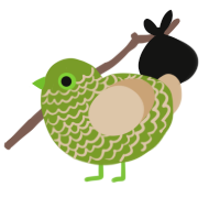 Albin, a chartreuse and beige chicken with a lace pattern