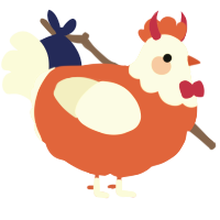 Gamble, a vermilion and white chicken with a head pattern
