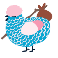 Gender, a cerulean and rose chicken with a lace pattern