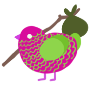 Water Melon, a fuchsia and grass chicken with a lace pattern