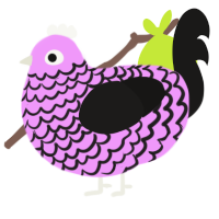 A lavender and sable chicken with a lace pattern