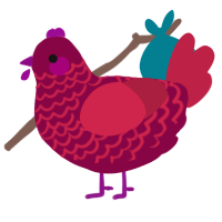 A maroon and crimson chicken with a lace pattern